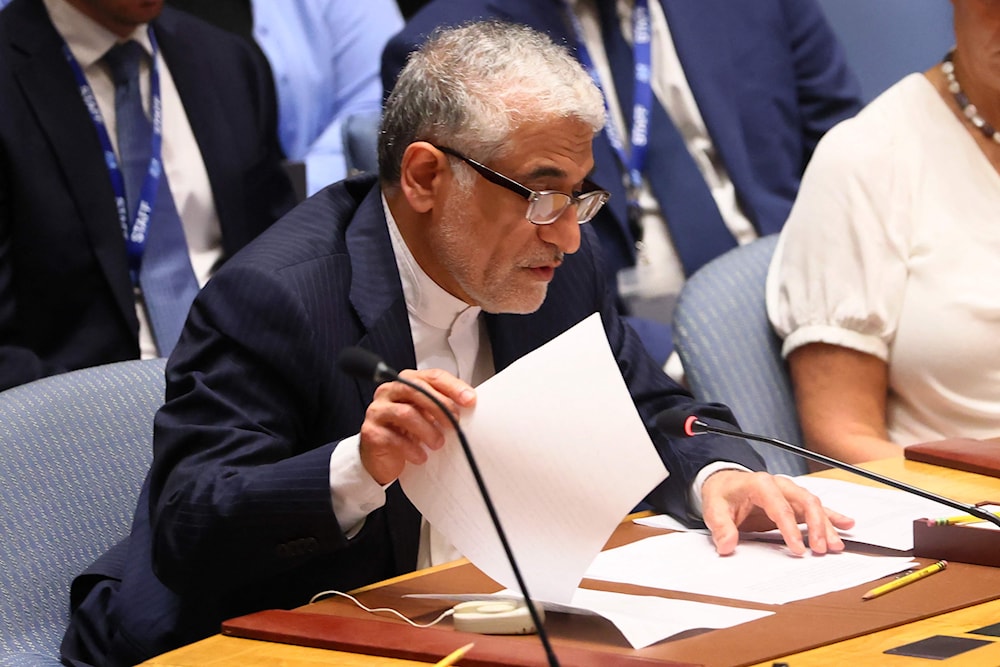 الممثل الدائم لإيران لدى الأمم المتحدة أمير سعيد ايراواني (أ ف ب)