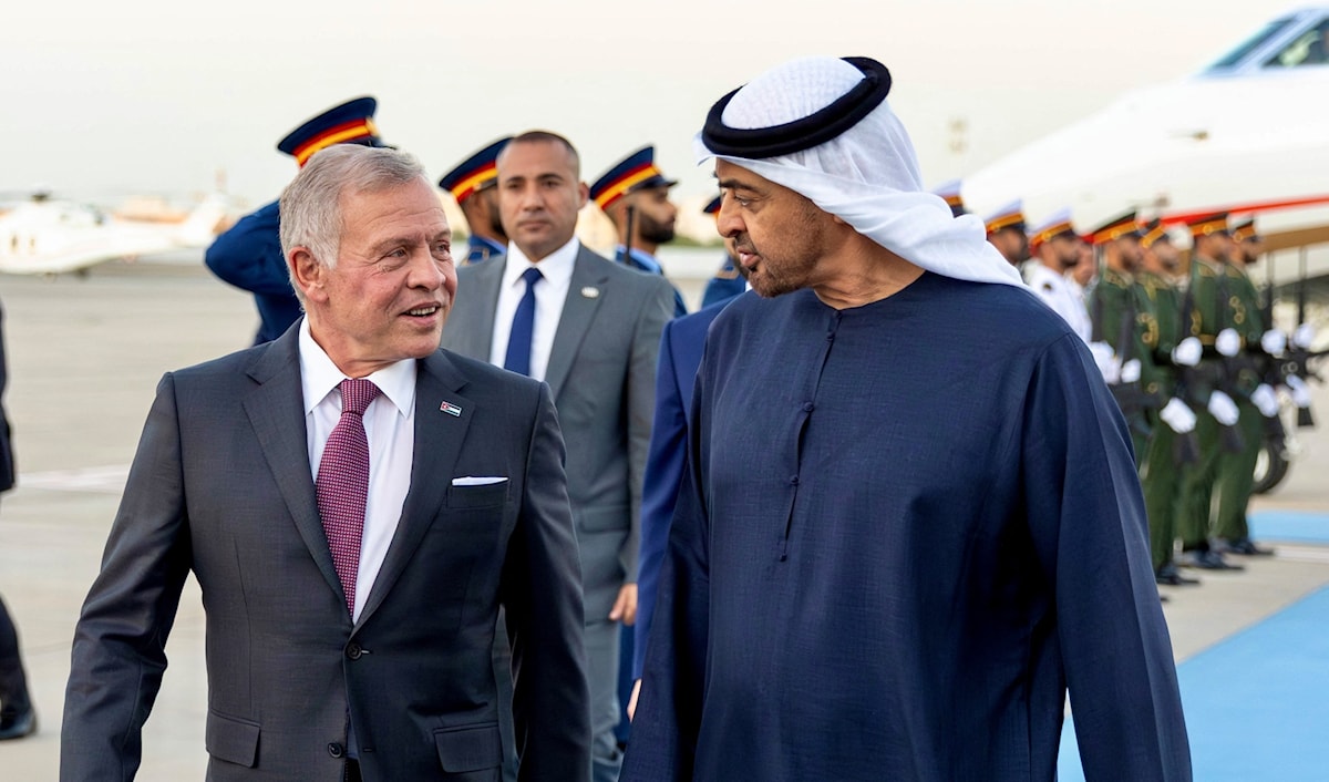 الرئيس الإماراتي محمد بن زايد والعاهل الأردني عبد الله الثاني (الديوان الملكي الأردني)