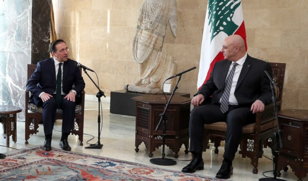 عون مستقبلاً وزير خارجية إسبانيا