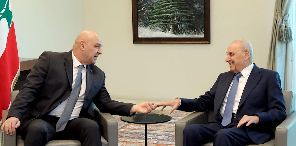 رئيسي الجمهورية ومجلس النواب في قصر بعبدا (أ ف ب)