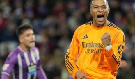 سجّل مبابي أول ثلاثية له مع ريال مدريد في الدوري