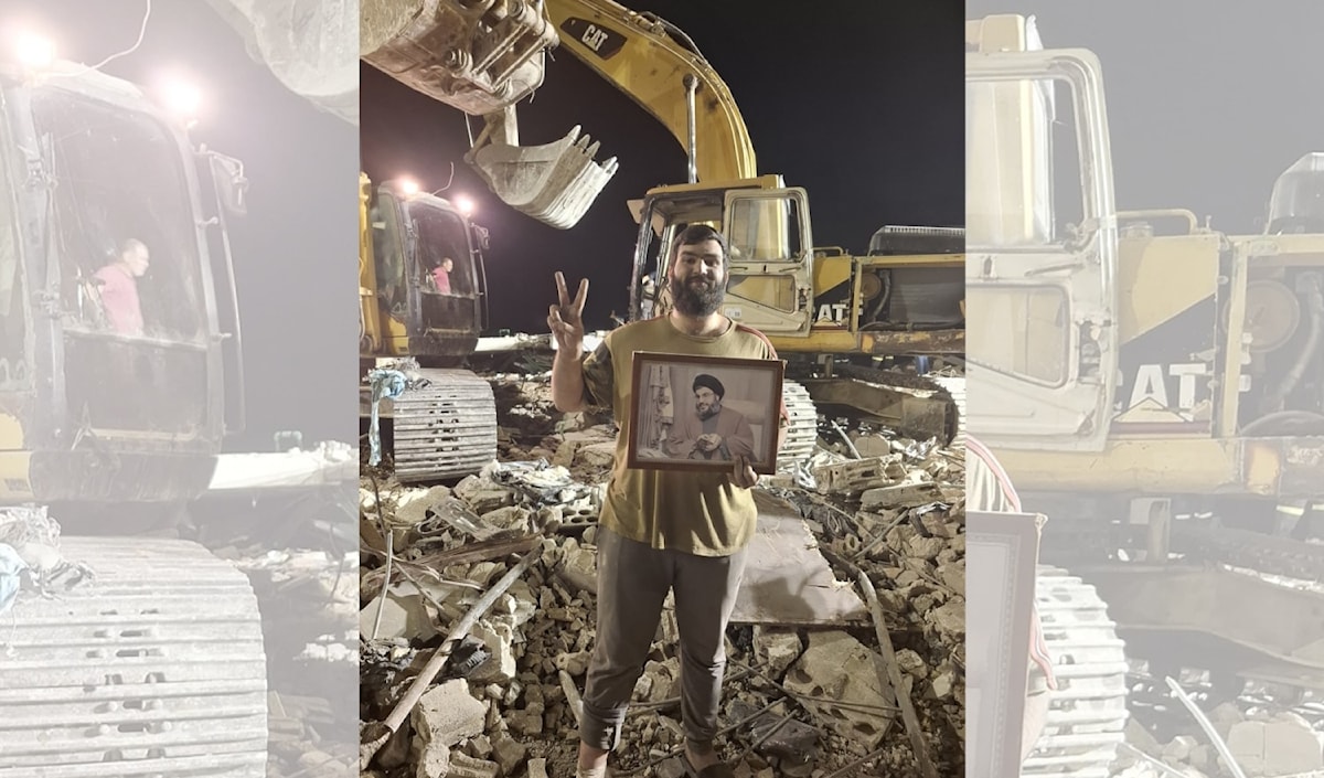 هادي أثناء البحث عن عائلته بين الركام (الأخبار)