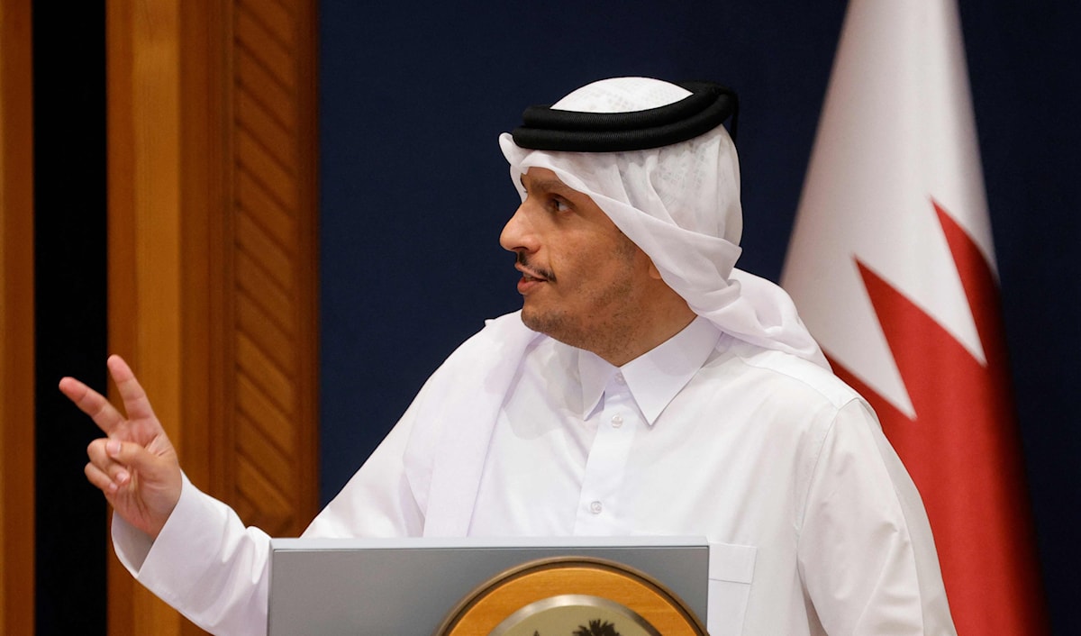 اعتبر رئيس الوزراء القطري أن الخطوة التالية ينبغي أن تكون بحث تشيكل قوة الاستقرار الدولية (أ ف ب)