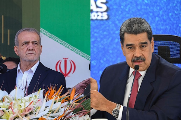 الرئيس الفنزويلي نيكولاس مادورور والرئيس الإيراني مسعود بزشكيان (الأخبار)