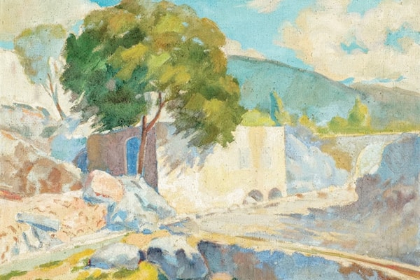 صليبا الدويهي ـــ «طاحونٌ قديمٌ» (زيت على قماش، 1949)