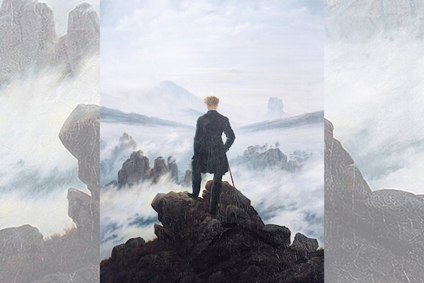 كاسبار دافيد فرايدرش ـــ «مسافرٌ يتأمَّلُ بحراً مِنَ الغيم» (زيت على قماش، 1818)