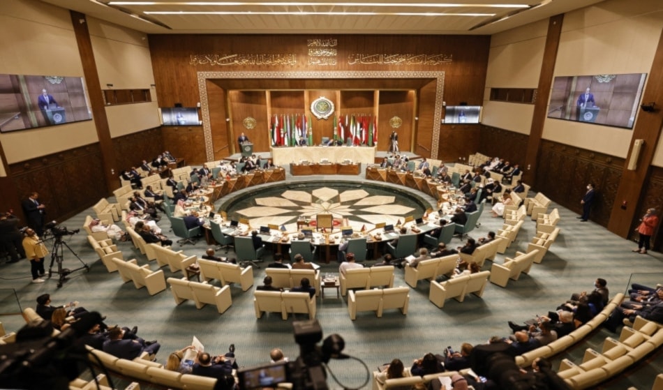 قاعة جامعة الدول العربية في القاهرة تموز 2022 (أ ف ب)