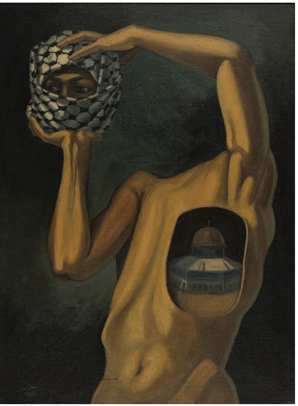 بشير السنوار ـــ &laquo;قربان&raquo; (زيت على قماش ـــ 84 &times; 104.5 سم ــ 1982 ـــ بإذن من مجموعة جورج الأعمى)