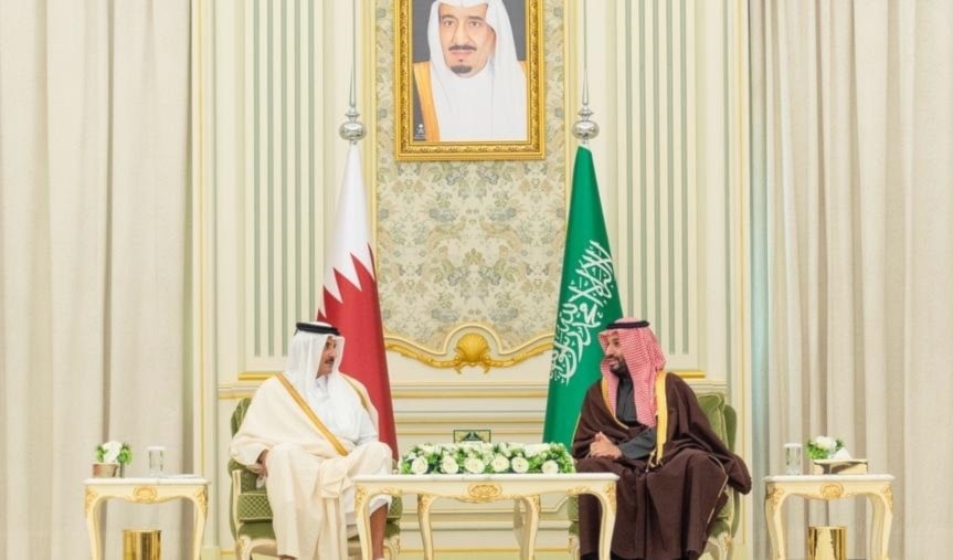 ولي العهد السعودي وأمير دولة قطر يعقدان جلسة مباحثات (واس)