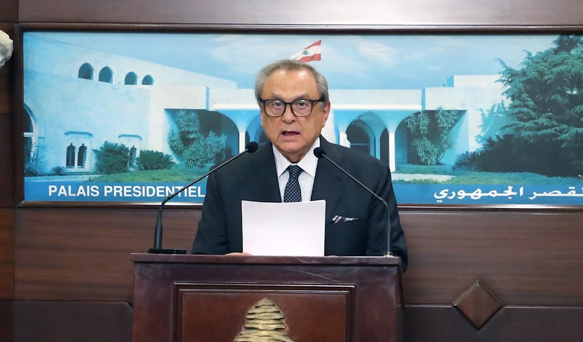 حبيب متحدثاً بعد لقائه عون في بعبدا (رئاسة الجمهورية)