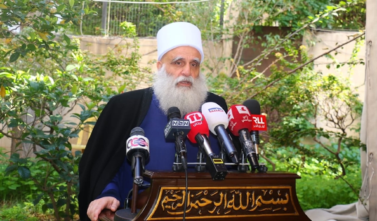 أبي المنى متحدثاً من مقر «المجلس الإسلامي الشيعي الأعلى» في الحازمية (مشيخة العقل)