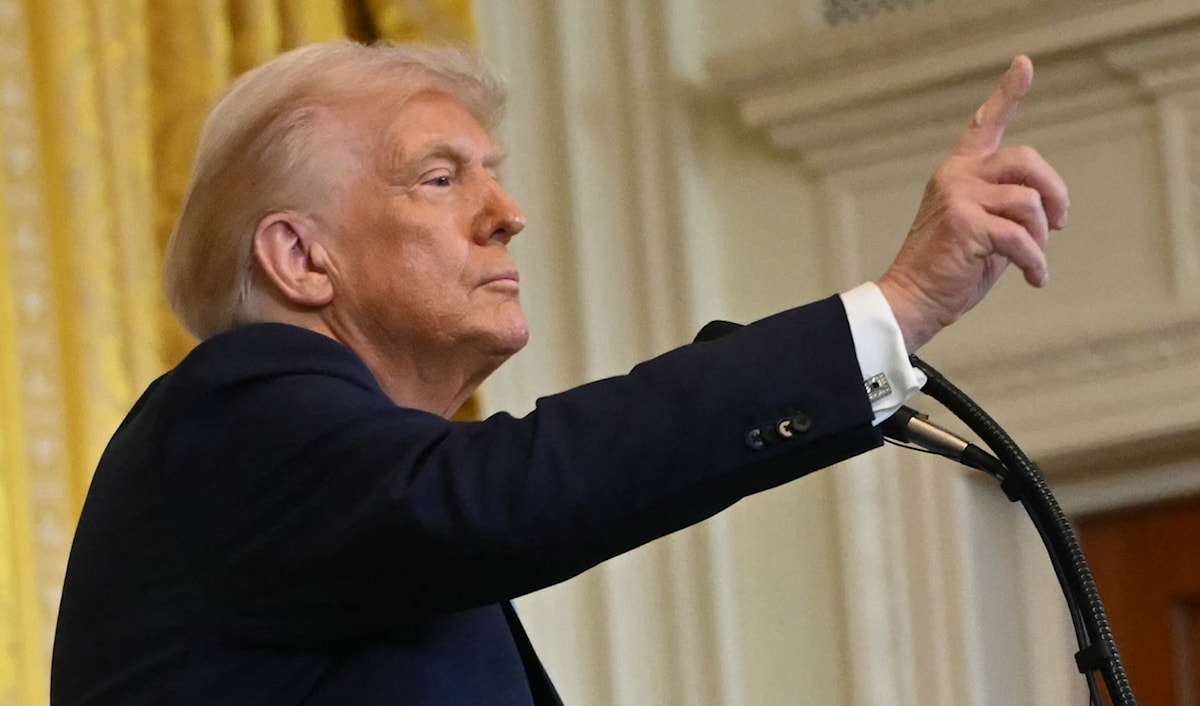 مؤتمر صحافي للرئيس الأميركي بعد لقائه رئيس الحكومة الاسرائيلية في البيت الأبيض (أ ف ب)