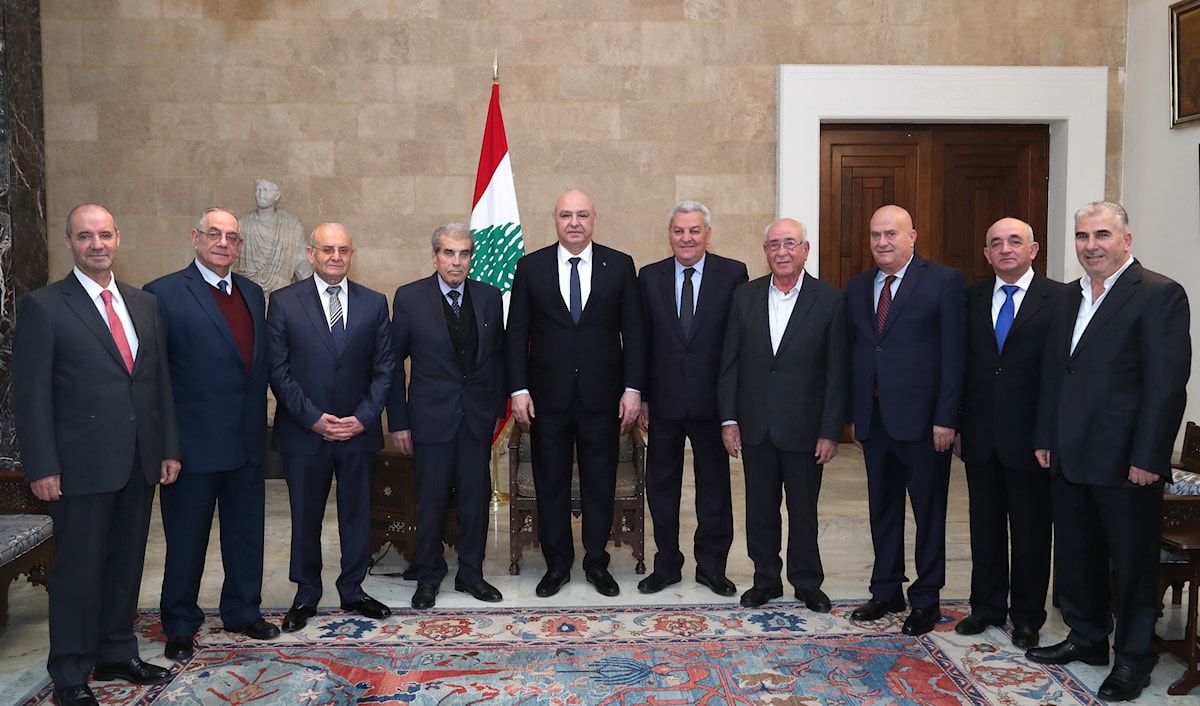 وفد نقابة مستوردي ومصدري الخضار والفاكهة في لبنان (موقع الرئاسة)