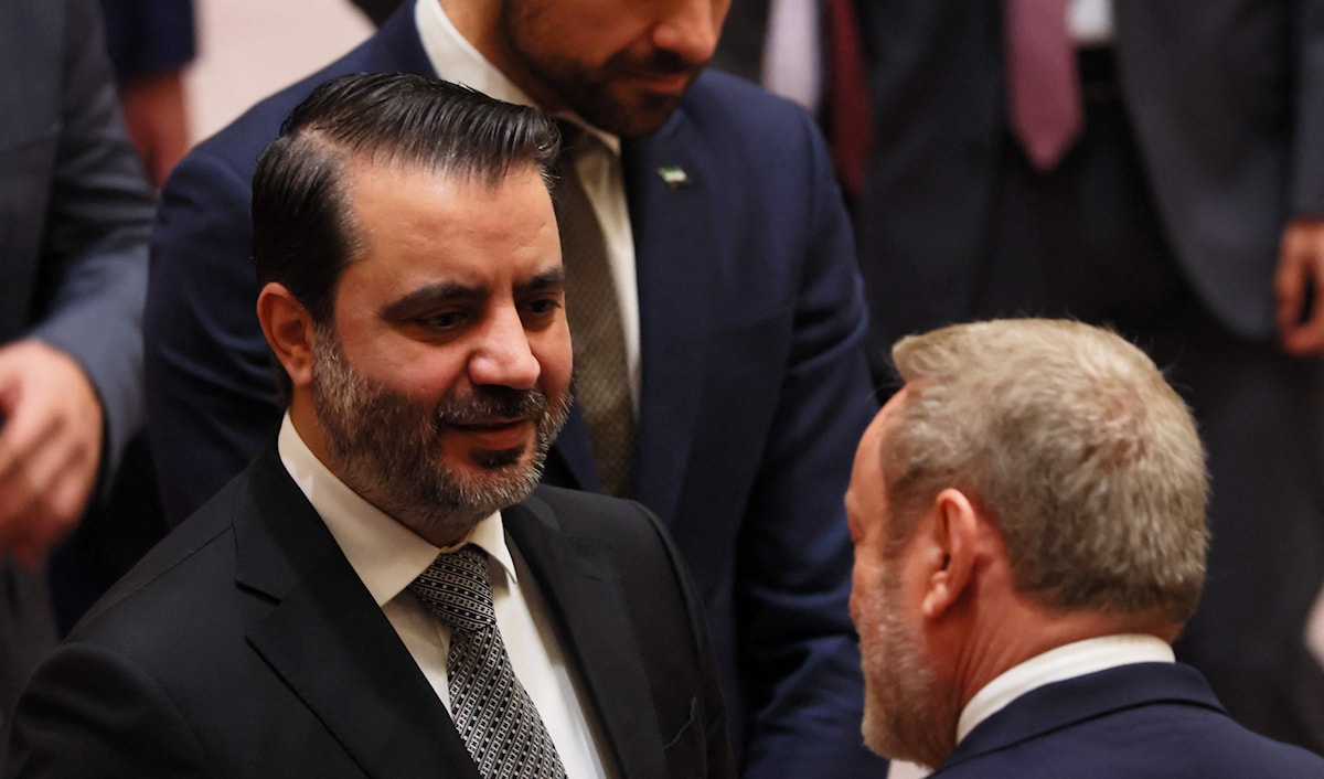 أكد الشيباني أنّ كل مكونات الشعب السوري ترفض التدخل الأجنبي ومخططات التقسيم (أ ف ب)