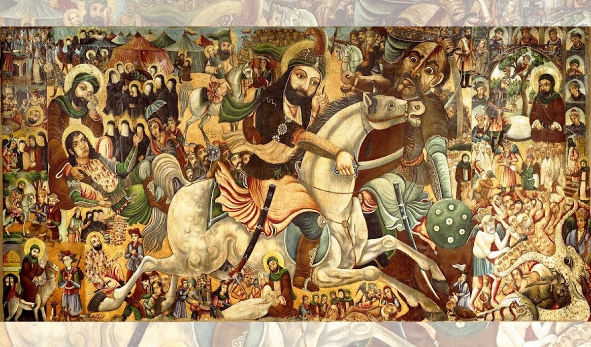 درويش عباس الموسوي ـــ  «الحسين في كربلاء» (زيت على قماش، متحف بروكلين، 1950-1970).