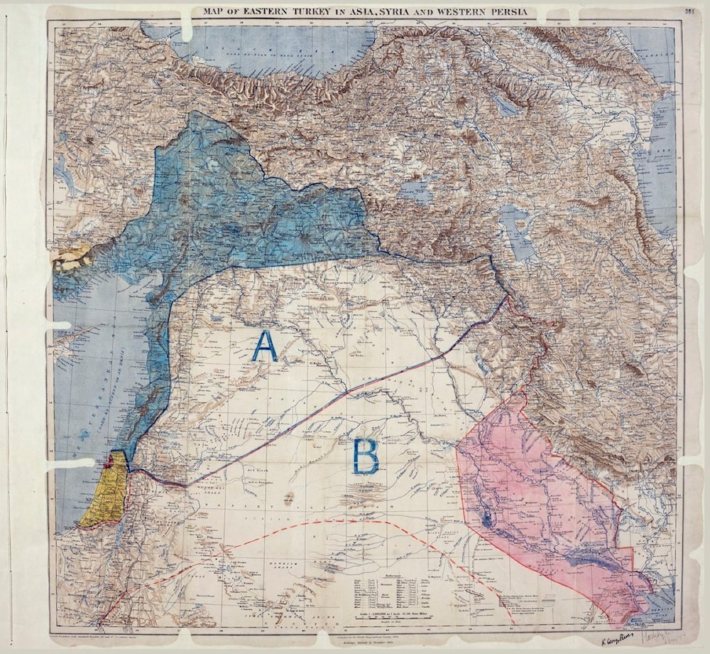 خطت اتفاقية سايكس بيكو عام 1916 (من الويب)