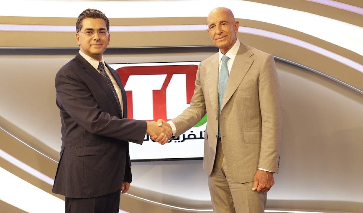توم براك وبول مرقص وزير الاعلام داخل استديوهات «تلفزيون لبنان»