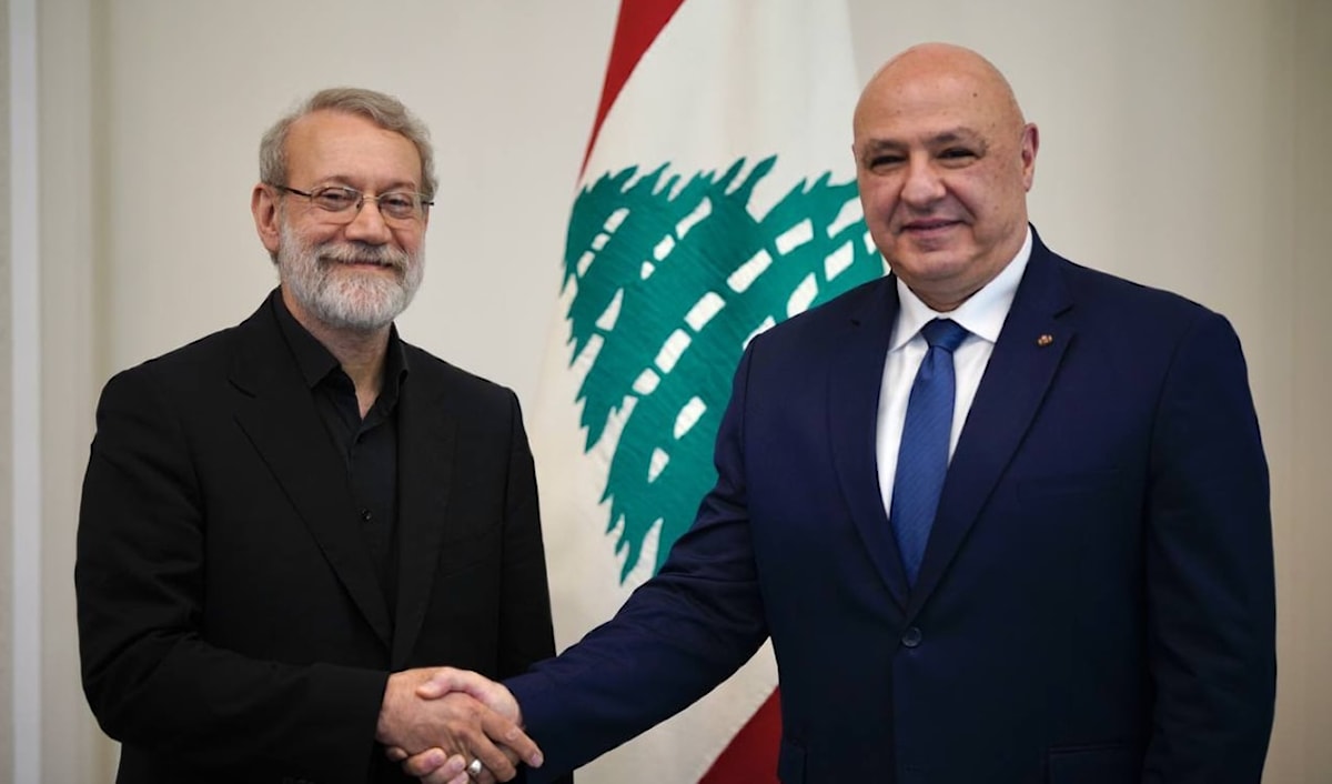 الرئيس عون مستقبلاً أمين المجلس الأعلى للأمن القومي الإيراني علي لاريجاني (رئاسة الجمهورية)