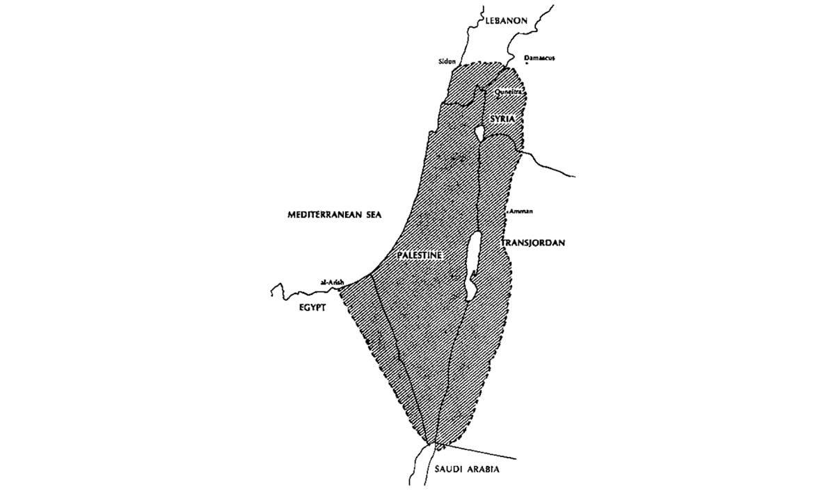 خريطة الحدود التي طالبت بها المنظمة الصهيونية العالمية عام 1919