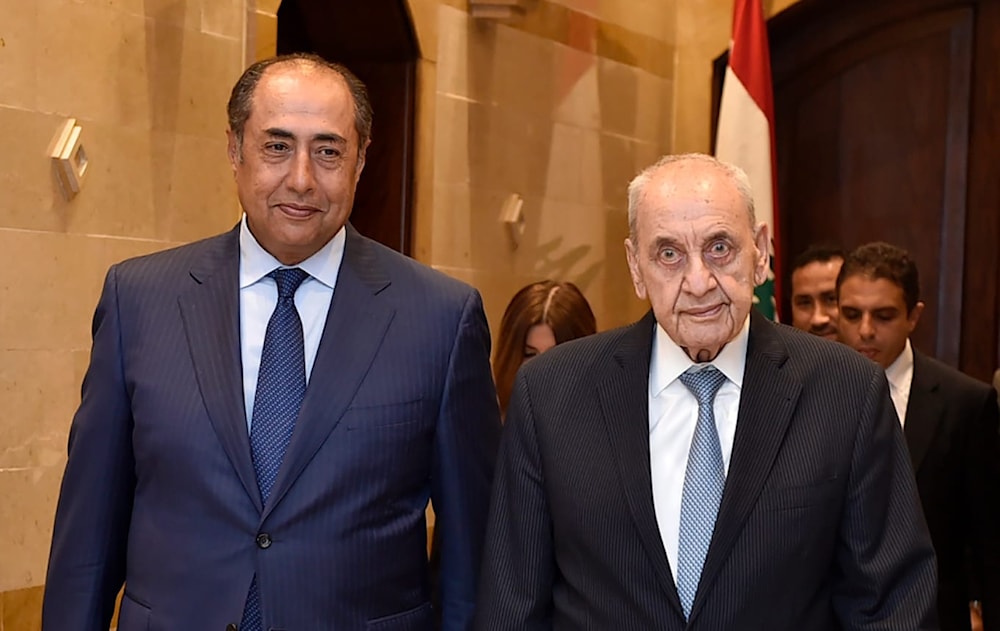 بري ومساعد الأمين العام لجامعة الدول العربية حسام زكي (من الويب)