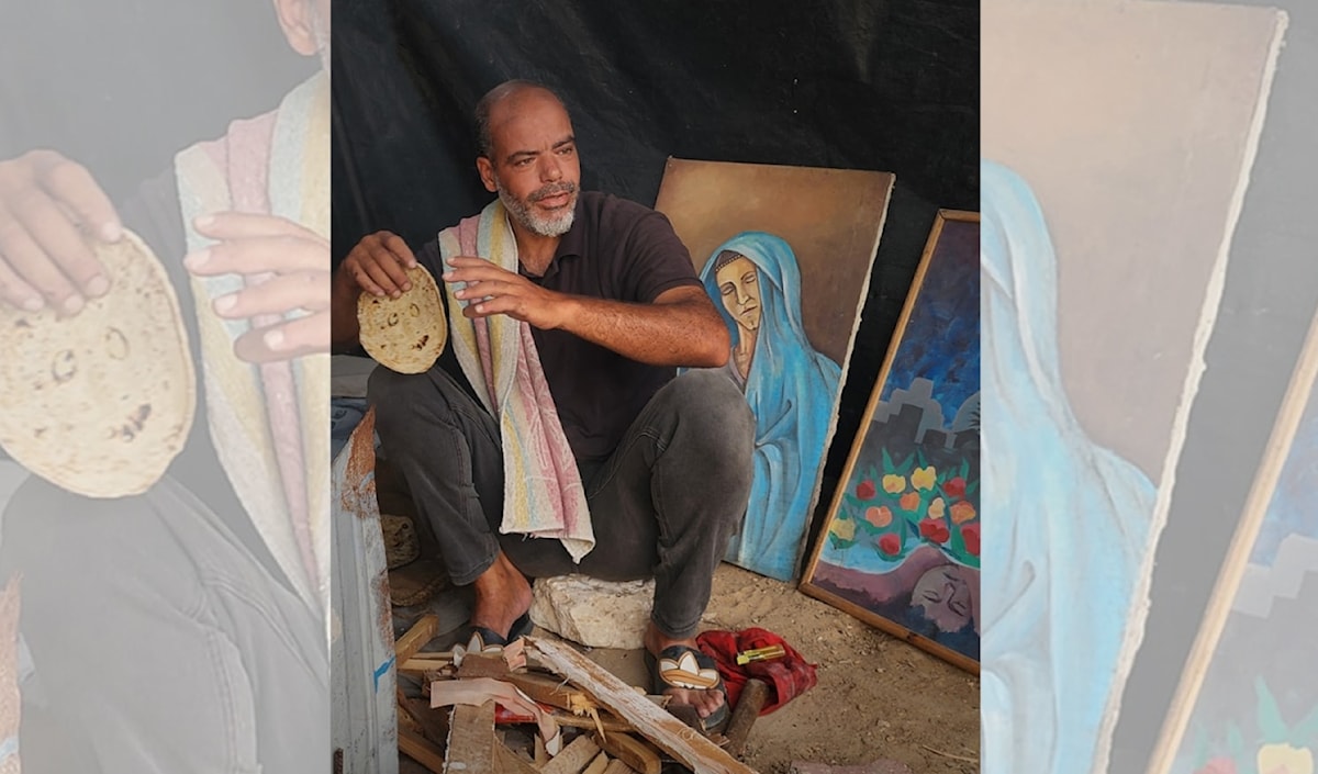أحرق الفنان طه أبو غالي لوحاته في غزة