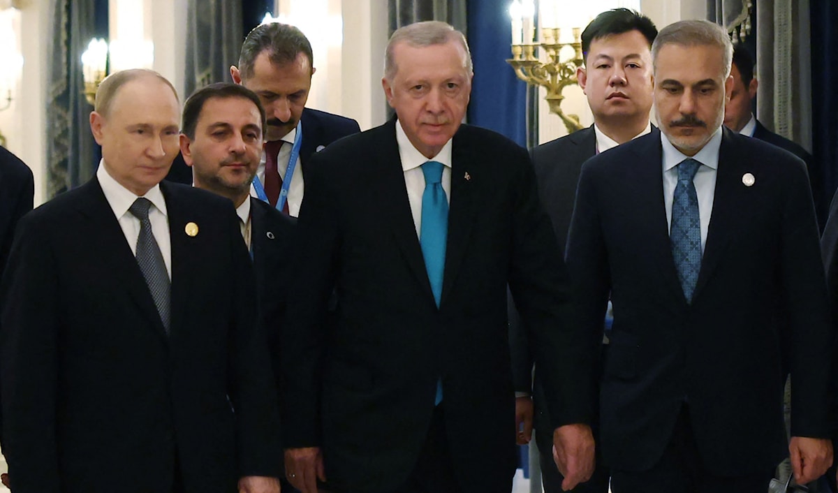 لا شكّ في أن المسألة الأوكرانية مثّلت العنوان الأبرز في قمّة إردوغان - بوتين (أ ف ب)