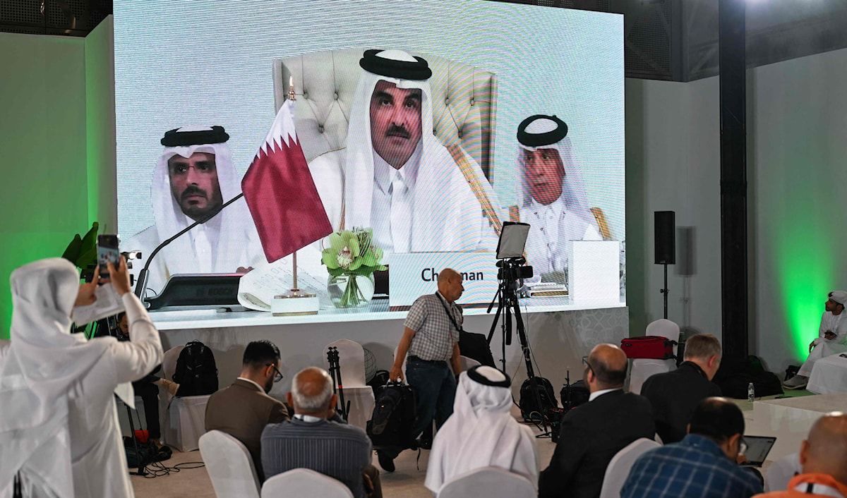 أمير قطر: حكومة العدو تحلم بجعل المنطقة العربية منطقة نفوذ إسرائيلية (أ ف ب)