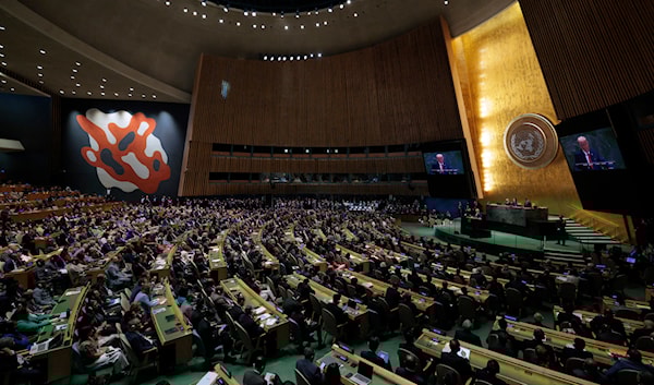 حفِل خطاب الرئيس الأميركي، دونالد ترامب الذي استغرق أكثر من 55 دقيقة، بانتقادات لاذعة للمنظّمة (أ ف ب)