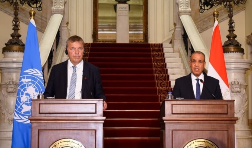 مؤتمر صحافي لوزير الخارجية المصري بدر عبد العاطي والمفوض العام للأونروا فيليب لازاريني