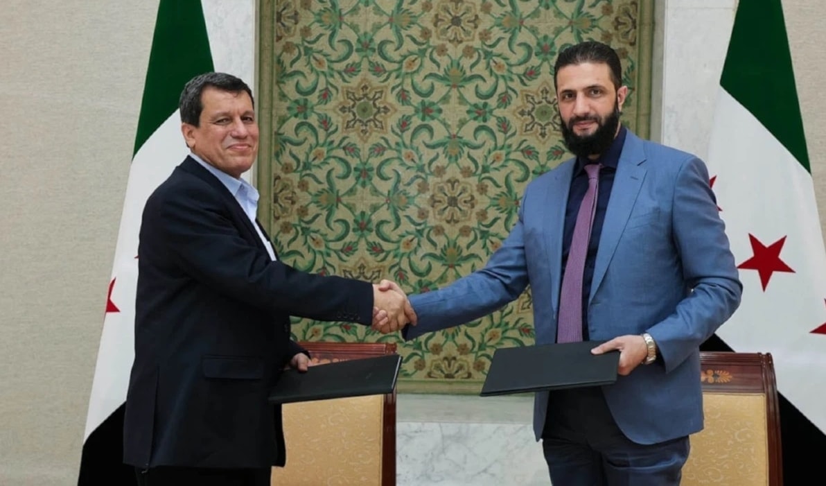 أكد الطرفان على دمج قوى الأمن الكردية ضمن وزارة الداخلية السورية (أ ف ب)