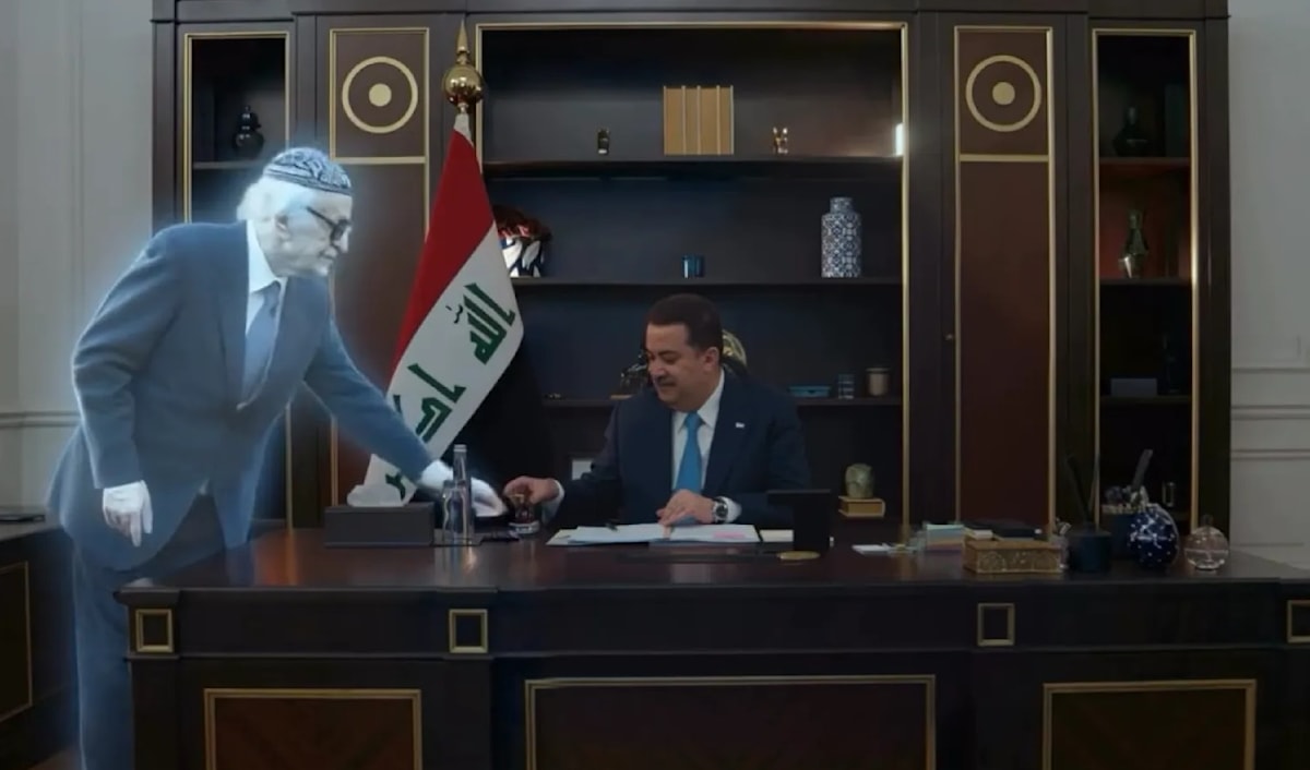 غضب في العراق من إعلان رمضاني مشغول بالذكاء الاصطناعي يصوّر الشاعر الراحل محمد مهدي الجواهري وهو يقدّم الشاي للسوداني (من الويب)