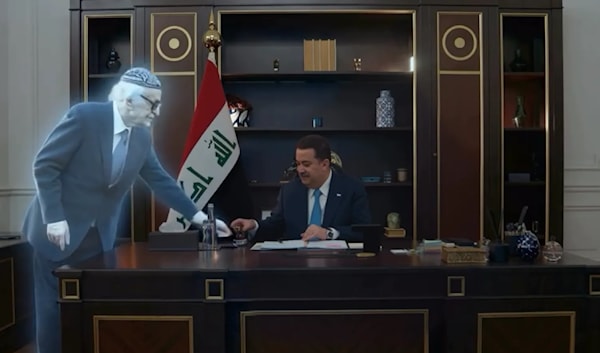 غضب في العراق من إعلان رمضاني مشغول بالذكاء الاصطناعي يصوّر الشاعر الراحل محمد مهدي الجواهري وهو يقدّم الشاي للسوداني (من الويب)