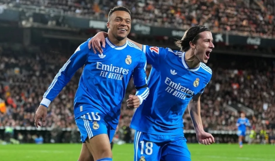 افتتحَ ألفارو كاريراس التسجيل لريال مدريد في الدقيقة (65)، وضاعفَ المهاجم الفرنسي كيليان مبابي النتيجة في الدقيقة (90+1).