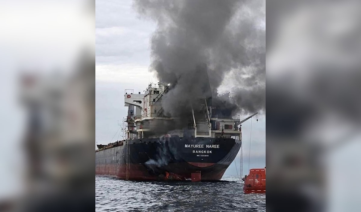 السفينة MAYUREE NAREE Bangkok التي تعرضت للهجوم في مضيق هرمز (من الويب)
