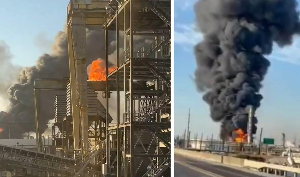 انفجار في مصفاة «فاليرو» للنفط في بورت آرثر بولاية تكساس الأميركية (من الويب)