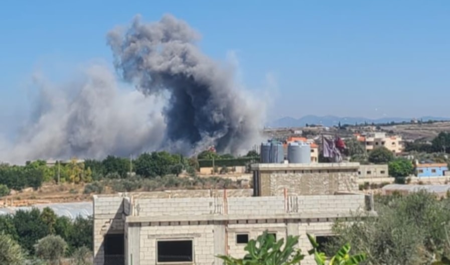 قصف إسرائيلي على قرية النبي شيت (من الويب)