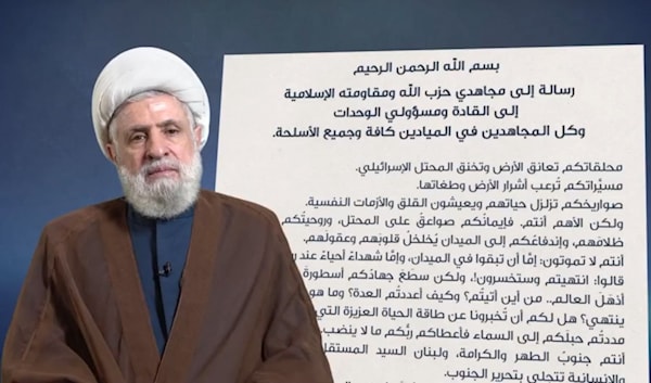 أكد قاسم أن التفاوض يبقى من مسؤولية السلطة في لبنان (من الويب)