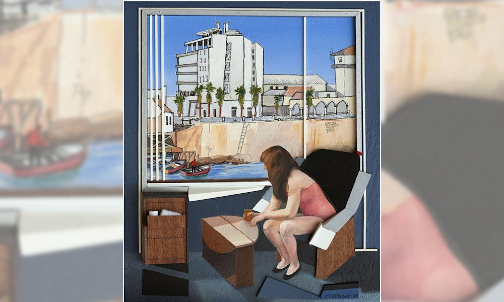 &laquo;11 قبل الظهر في عين المريسة&raquo; (1973 ــ 33 &times; 28 &times; 4 سم ـ زيت وأكريليك وخشب على لوح من الخشب الرقائقي)
