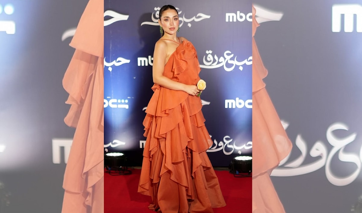 هيا مرعشلي خلال حفل إطلاق مسلسل «حب ع ورق» في دمشق
