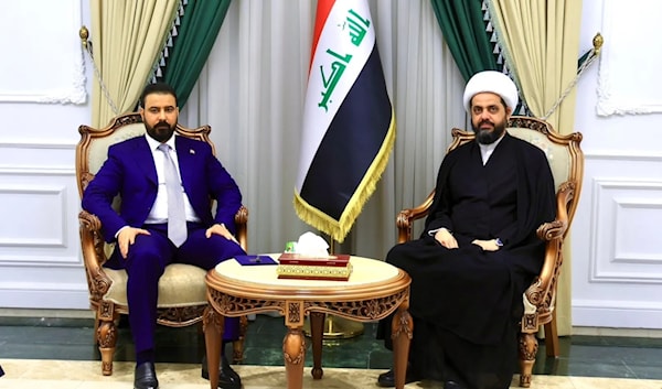 الزيدي مع الأمين العام لـ«العصائب»، قيس الخزعلي (من الويب)