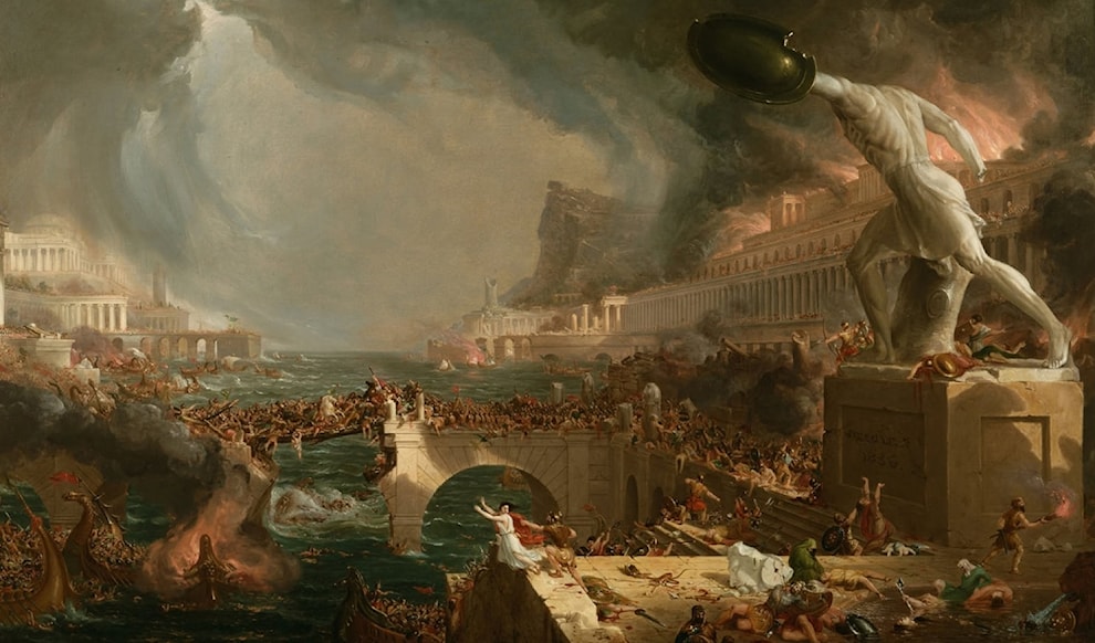 توماس كول (1801–1848) ــ «مسار الإمبراطورية: الدمار» (1836، زيت على قماش، 100 × 161 سم)