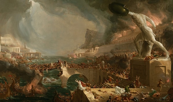 توماس كول (1801–1848) ــ «مسار الإمبراطورية: الدمار» (1836، زيت على قماش، 100 × 161 سم)