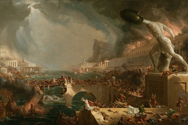توماس كول (1801–1848) ــ «مسار الإمبراطورية: الدمار» (1836، زيت على قماش، 100 × 161 سم)