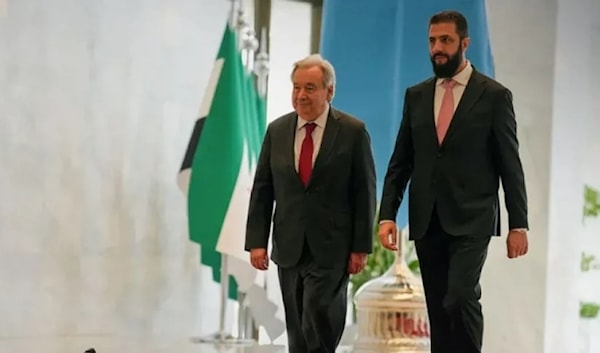 الشرع يستقبل غوتيريش في «قصر الشعب» (سانا)