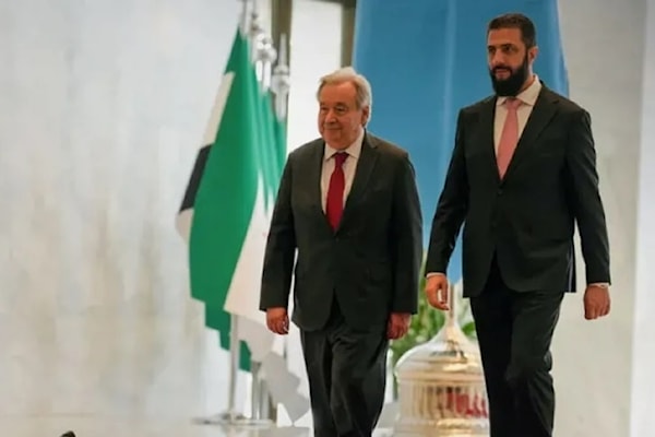 الشرع يستقبل غوتيريش في «قصر الشعب» (سانا)
