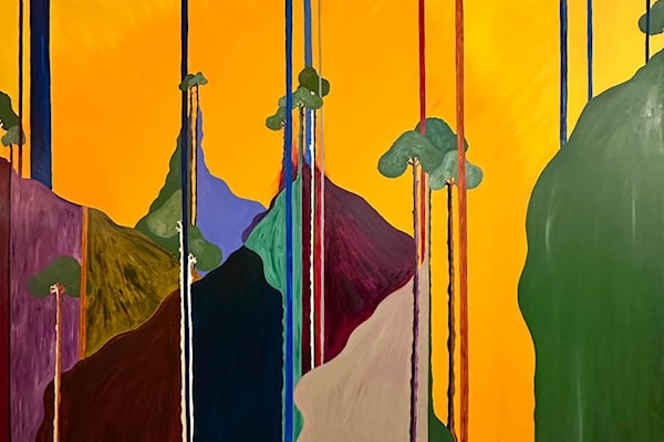 جيلبير الحلبي. «السماء للتلاوة» 2025. زيت على قماش. 200 × 240 سم