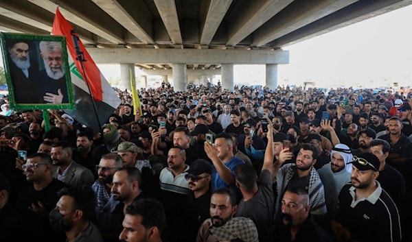 تجمّع مؤيد لـ«الحشد الشعبي» في بلدة المسيّب في محافظة بابل (أ ف ب)