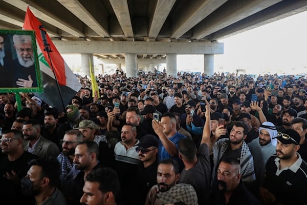 تجمّع مؤيد لـ«الحشد الشعبي» في بلدة المسيّب في محافظة بابل (أ ف ب)