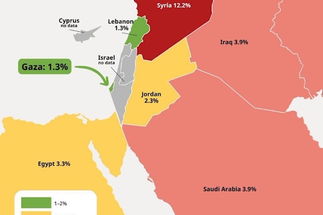 الخريطة التي تقضم ثلث مساحة لبنان والمنشورة على موقع وزارة خارجية العدو