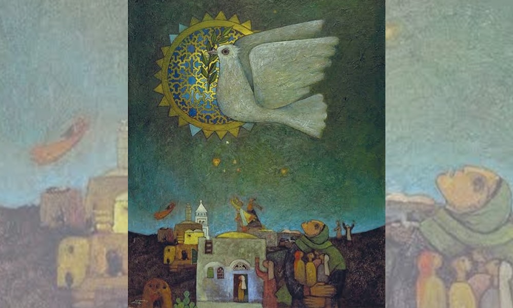 سليمان منصور. &laquo;رمز الأمل&raquo;. زيت على قماش. 110 &times; 90 سم. 1985